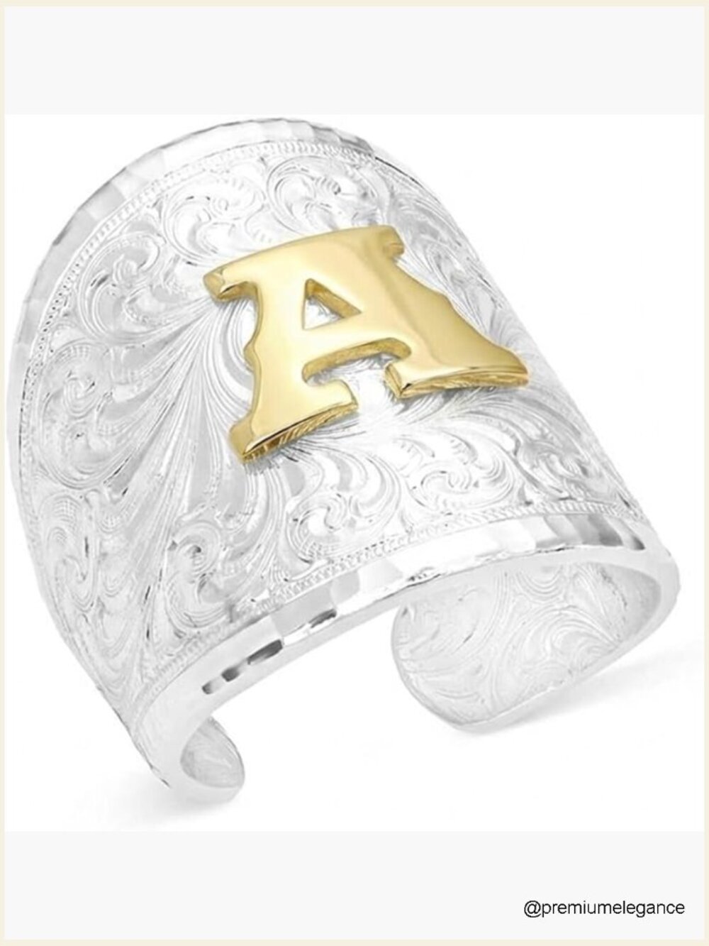 Custom Initial Wrap Ring - Western Jewelry - Adjustable
